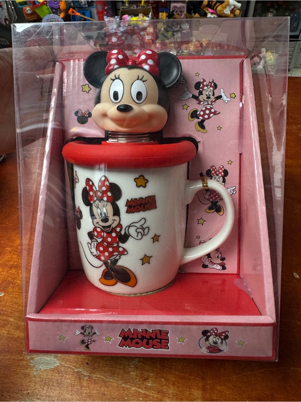 Cute Minnie Mouse Spring Head Mug with Lid – New in Box Disney Cartoon Cup